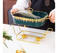 Service de plats chauffants en céramique, réchauffeur de nourriture pour buffet pour traiteurs, mariages, fêtes et événements, comprend des couvercles et des supports réglables pour cartou green 2.3L