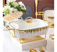 Service de plats chauffants en céramique, réchauffeur de nourriture pour buffet pour traiteurs, mariages, fêtes et événements, comprend des couvercles et des supports réglables pour cartou white 1.5L