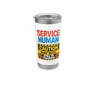 Service de signalisation de guerre - La prudence humaine peut mordre le dressage d'un chien Gobelet isotherme en acier inoxydable double paroi