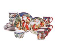 Service de table 16 pièces pour 4 personnes certifié Magic of Christmas Santa Multicolore