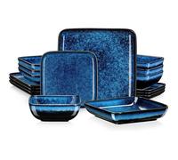 Service de Table 16 Pièces, vancasso Assiette, Série STERN-B Argile de poterie émaillée au four - Bleu