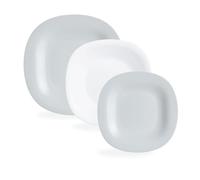 Service de table 18 pièces Carine gris et blanc - Luminarc - Opale trempé extra résistant Luminarc