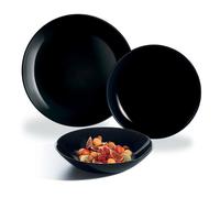 Service de table 18 pièces Diwali Noir - Luminarc - Opale trempé extra résistant - Effet marbre aléatoire