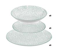 Secret de Gourmet – Service de vaisselle 18 pièces Jasmin – Motif végétal vert – Ø 19/20/26,5 cm