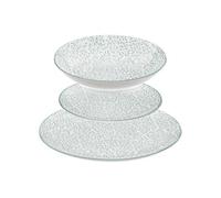 Service à vaisselles 18 pièces ""Jasmin""- Motif végétal vert - D 19 / 20 / 26,5 cm