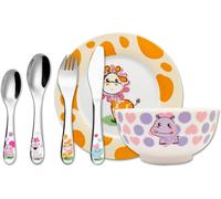 Service De Table 6 Pièces - Set Repas Avec Coutellerie En Inox Pour Enfants: 1 X Bol,1 X Plat,1 X Fourchette,1 X Couteau,1 X Cuillère,1 X Petite Cuillère - Animaux Mignons
