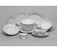 Service de table Bernadotte, porcelaine de Carlsbad, roses bleues, Thun, 25 pièces
