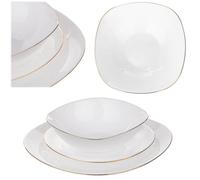 Service de Table Carré KADAX Blanc et Doré, Moderne et Élégant, 1 Set