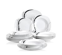 Service de table de cuisine en porcelaine et céramique noire, 18/36 pièces, avec assiettes plates, dessert et soupe(18-PIECE)