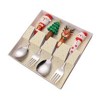 Service de table de Noël, service de couverts de vacances,Fourchettes et cuillères de Noël en acier inoxydable - Ensemble de couverts occidentaux, ustensiles de noël, 4 de vacances pour la ma