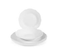 Service de table Elise en porcelaine blanche festonnée, composé de 18 pièces