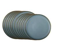 Service de table en céramique à bord doré mat avec cuillère, bol céréales, assiette dessert, steak for le dîner, ensemble d'assiettes et bols cadeaux pour les repas(6 people plate set)