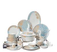 Service de table en céramique Ensemble d'assiettes à dîner en céramique, vaisselle, dessert, riz, salade, ustensiles de cuisine(60Pcs)