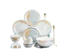 Service de table en céramique Ensemble d'assiettes à dîner en céramique, vaisselle, dessert, riz, salade, ustensiles de cuisine(16Pcs)