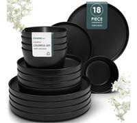 Service de table en céramique stoneware, 18 pièces service combiné pour 6 personnes, set de vaisselle avec bol, assiette à dessert, assiette plate