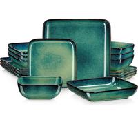 Service de table en faïence, vancasso 16-pièces service combiné, set de vaisselle vintage, bols à céréales, assiettes à soupe, assiettes à dessert et assiettes plates pour 4 personnes