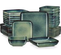 Service de table en faïence, vancasso 32 pcs service combiné, set de vaisselle vintage, bols à céréales, assiettes à soupe, assiettes à dessert et assiettes plates pour 8 personnes