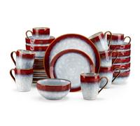 Service de table en faïence, vancasso 32 pièces service combiné, set de vaisselle vintage avec bol, gobelet, assiette à dessert et assiette plate pour 8 personnes