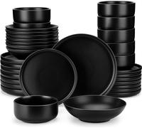 Service de table en faïence, vancasso 32-St Service combiné, set de vaisselle avec bols à céréales, assiettes à soupe, assiettes à dessert et assiettes plates pour 8 personnes