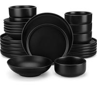 Service de table en grès, 24e service combiné vancasso, ensemble de plats pour 6 personnes, noir
