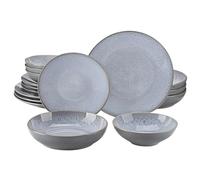 Service de table en grès gaufré 16/32 pièces avec 4 assiettes à dîner/dessert/bol soupe/tasse for 4/8/12 personnes pour les repas(32 PCS)