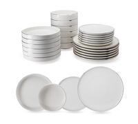 Service de table en porcelaine 24 pièces Kütahya Porselen Chef Taste Platinum pour 6 personnes - Vaisselle exclusive blanche et argentée