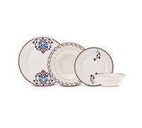 Service de table en porcelaine Karaca Nakkas pour 6 personnes, 24 pièces, Service de Table Porcelaine Blanche de haute qualité, Assiettes Plates Vaisselles Dinner