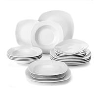 Service de table en porcelaine - MALACASA - ELISA - 18 pièces - Blanc - Compatible lave-vaisselle