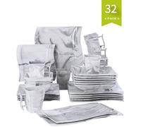 Service de table en porcelaine MALACASA Série Flora - 32 pièces - Marbre - Ecologique et Durable