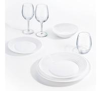 Service de table en verre trempé Harena avec grand bol à soupe 18 pièces