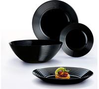 Service de table Harena Elégant et raffiné noir Assiette Plat Set 19-pièces LUMINARC