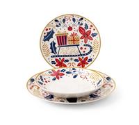 H+H Service de table Jolly – Porcelaine fine décorée, 18 pièces, en forme de coupe