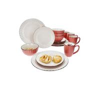 Service de table - MÄSER - OSITA 16 pièces - Grès cérame - Bicolore rose/crème - Compatible lave-vaisselle