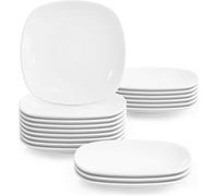 Service de table MALACASA ELISA - Lot de 18 assiettes carrées en porcelaine céramique