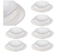 Service de Table Moderne KADAX, 6 Ensembles, Bord Doré, Verre Résistant