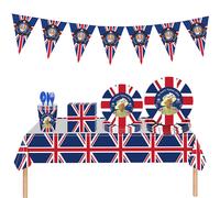 Service De Table Patriotique De Grande-Bretagne, 114 Pièces, Vaisselle Avec Drapeau De L'union Jack Du 70e Anniversaire, Fête De Rue Avec Drapeau De La Grande-Bretagne, 2022