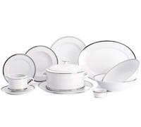Service de table, porcelaine Leander Meadows de Karlovy Vary, Sabina - platinum stripe, 25 pièces