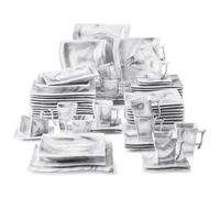 Service de table porcelaine Malacasa Flora - 60 pièces - motif céramique gris