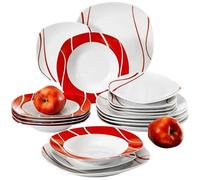 Service de Table Porcelaine Malacasa Série FELISA 18pcs Assiettes Creuse Assiette à Dessert Assiette Plate