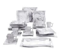 Service de Table Porcelaine Marbre MALACASA Série Flora 32 Pcs