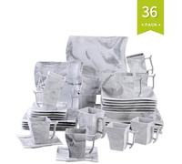 Service de Table Porcelaine Marbre MALACASA Série Flora 36 Pcs