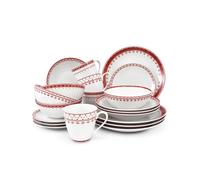 Service de table, porcelaine tchèque, HyggeLine, rouge, Leander, 20 d. Sans monogramme.