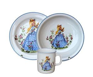 Service de table pour enfant 3 pièces en porcelaine moderne et coloré motif conte de fées « La Belle au bois dormant » by L.E.R.D.93