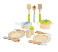Service de table - small foot - Casseroles en bois - Couverts inclus - Dimensions : 8 cm - 9,5 cm