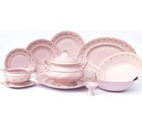 Service de table Sonata, fleurs, porcelaine rose, Leander, 25 pièces