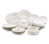 Service de table Sonata, rosettes, ligne or, Leander, 25 pièces