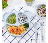 Service De Table Style Ours Mignon Pour Bébé,Lot De 3 Pièces Par Ensemble: 1 Assiette, 1 Cuillère Et 1 Fourchette, Idéal Pour Apprendre Bébé À Manger, Anti-Chaud, Vaisselle, Dîner, Alimentation, Nourr