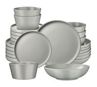 Service de table - TECTAKE - Set UNA en grès pour 6 personnes - 24 pièces - Gris