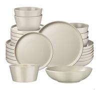 Service de table - TECTAKE - Set UNA en grès pour 6 personnes - 24 pièces - Taupe