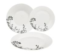Service de Table - White Floral - 18 Pièces - Porcelaine - Compatible Lave-Vaisselle